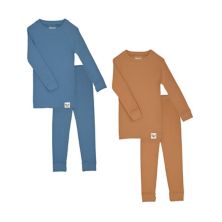 Пижамные комплекты Sleep On It из 100 % органического хлопка в рубчик, плотно прилегающие к телу пижамы из 4 и 6 предметов для мальчиков — для младенцев Sleep On It