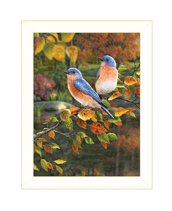 Bluebirds от Kim Norlien, готовый к развешиванию принт в рамке, белая рамка, 14 x 18 дюймов Trendy Décor 4U