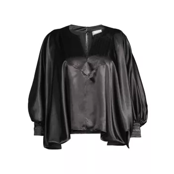 Атласная блузка с разрезом на шее Baacal, Plus Size