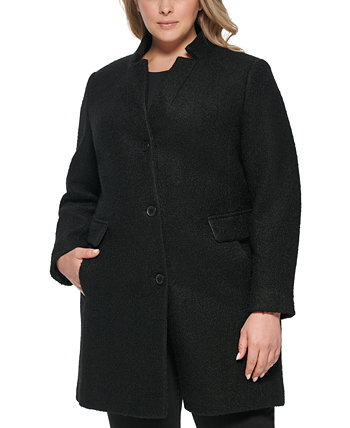 Однобортное пальто из букле для женщин больших размеров, созданное для Macy's DKNY