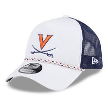 Men's New Era White/Navy Virginia Cavaliers Court Sport Foam A-Frame 9FORTY Adjustable Trucker Hat New Era