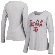 Женская серая футболка с длинными рукавами и нашивкой на локте Texas A&M Aggies Payton Slub реглан Boxercraft
