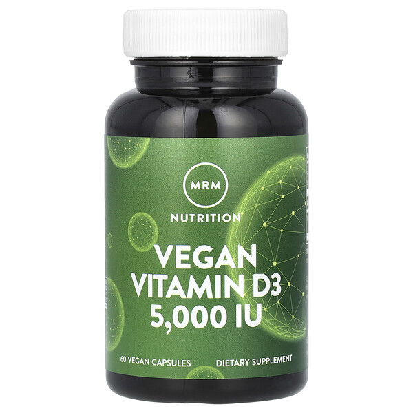 Веганский витамин D3, 5000 МЕ, 60 веганских капсул MRM