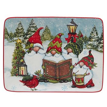 Certified International Christmas Gnomes Rectangle Platter Certified International