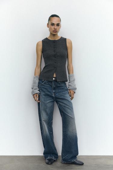 BUTTONED SOFT VEST TOP ZARA