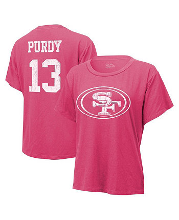 Женская футболка с принтом Brock Purdy розового цвета и номером San Francisco 49ers Majestic
