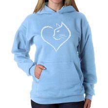 Cat Heart - Women's Word Art Hooded Sweatshirt LA Pop Art