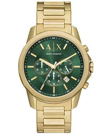 Мужские часы Banks с хронографом из нержавеющей стали золотистого цвета, 44 мм Armani