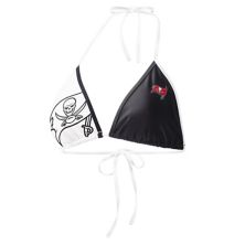 Women's G-III 4Her by Carl Banks Black/White Tampa Bay Buccaneers Play Action Bikini Top In The Style
