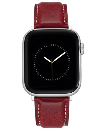 Ремешок из гладкой натуральной кожи медово-бордового цвета, совместимый с Apple Watch 42/44/45/Ultra/Ultra 2 WITHit