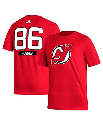 Мужская красная футболка Jack Hughes New Jersey Devils Fresh с именем и номером Adidas