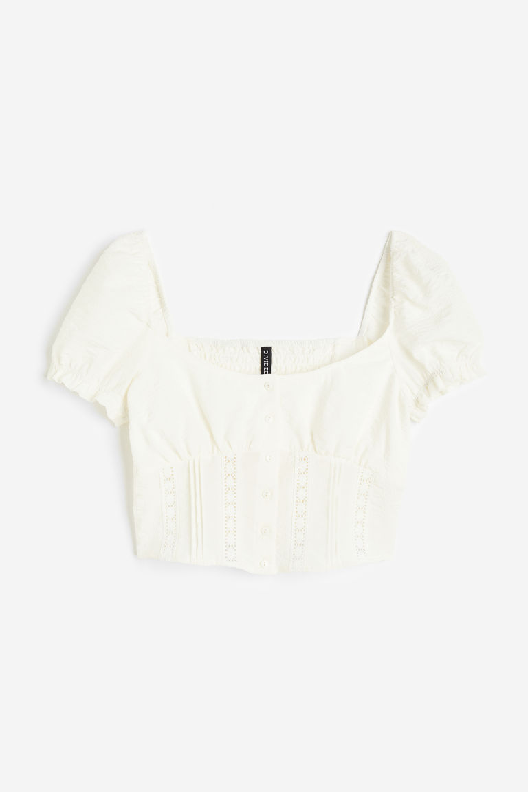 Креповая блуза с кружевной отделкой H&M