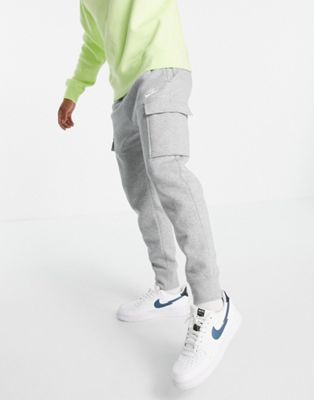 Серые спортивные штаны карго с манжетами Nike Club Fleece - Lgray Nike