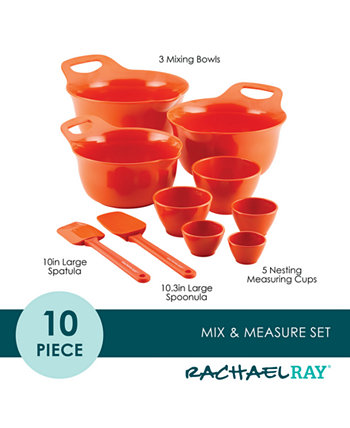 10 шт. Смешайте и отмерьте чашу для смешивания, мерную чашку и набор посуды Rachael Ray