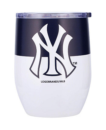 Изогнутый стакан из нержавеющей стали New York Yankees 16 унций с цветными блоками Logo Brand