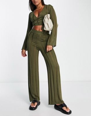 4th & Reckless Lorita ladder detail pants in khaki - part of a set  4TH & RECKLESS