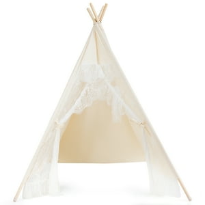 Topbuy Kids Lace Teepee Play Tent Foldable for Indoor & Outdoor Beige Topbuy