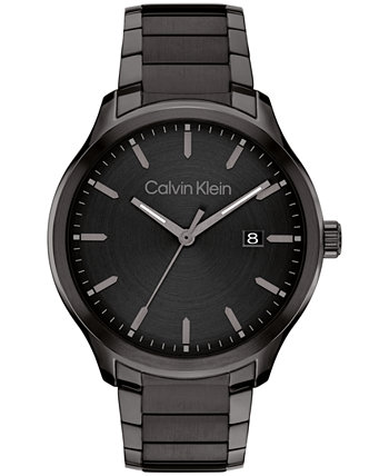 Мужские кварцевые часы 3H с черным браслетом из нержавеющей стали 43 мм Calvin Klein