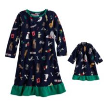 Комплект пижамы для девочек для малышей For Your Families® Happy Howlidays: ночная рубашка и кукольное платье Jammies For Your Families