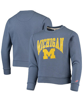Boys Youth Navy Michigan Wolverines Essential Pullover Sweatshirt League Collegiate Wear