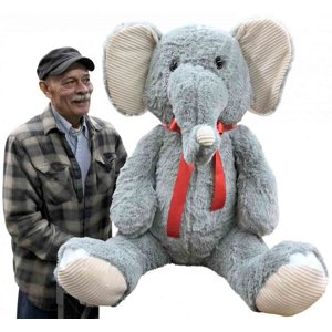 Giant Stuffed Elephant - Large 4-Foot Extra-Soft Jumbo Plush Animal - 50 Inches / 127 Centimeters - Huge-Sized Gigantic Animals - Oversized Elephants - Hug This Full-Size Pet Pachyderm - Big Plush Big Plush