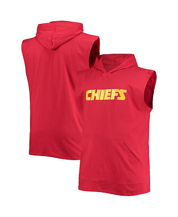 Men's Red Kansas City Chiefs Big and Tall Muscle Sleeveless Pullover Hoodie Fanatics