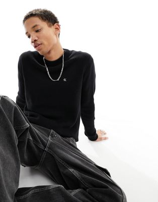 Черный свитер с вышитым логотипом Calvin Klein Jeans Calvin Klein