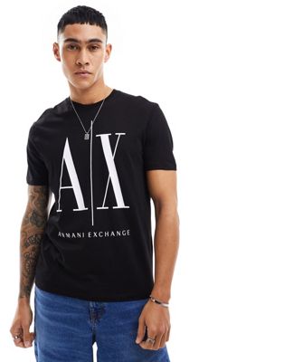 Armani Exchange large logo t-shirt in black/white AX ARMANI EXCHANGE