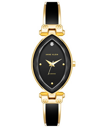 Женские кварцевые часы золотого тона с тремя стрелками и браслетом из черной эмали, 24 мм Anne Klein