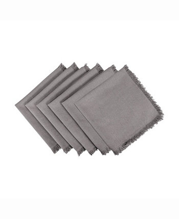 Набор из 6 однотонных серых тяжелых салфеток с бахромой Design Imports