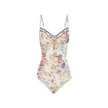 Floral Ruched-Side One-Piece Swimsuit Camilla