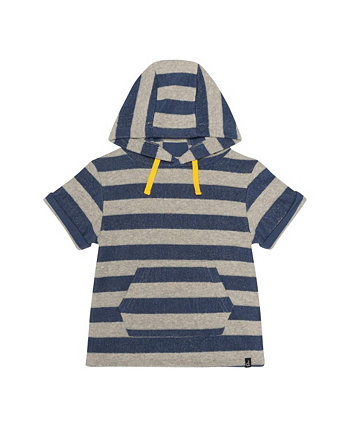 Baby Boy Short Sleeve Hooded Terry Cloth Top Grey & Navy - Infant Deux par Deux