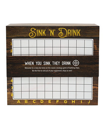 Игра Sink n Drink Shots Игра в коробке с игровыми досками с решеткой, элементами для размещения и 2 маркерами для сухого стирания, 14 x 13 дюймов, 35,6 x 33 см TMD HOLDINGS