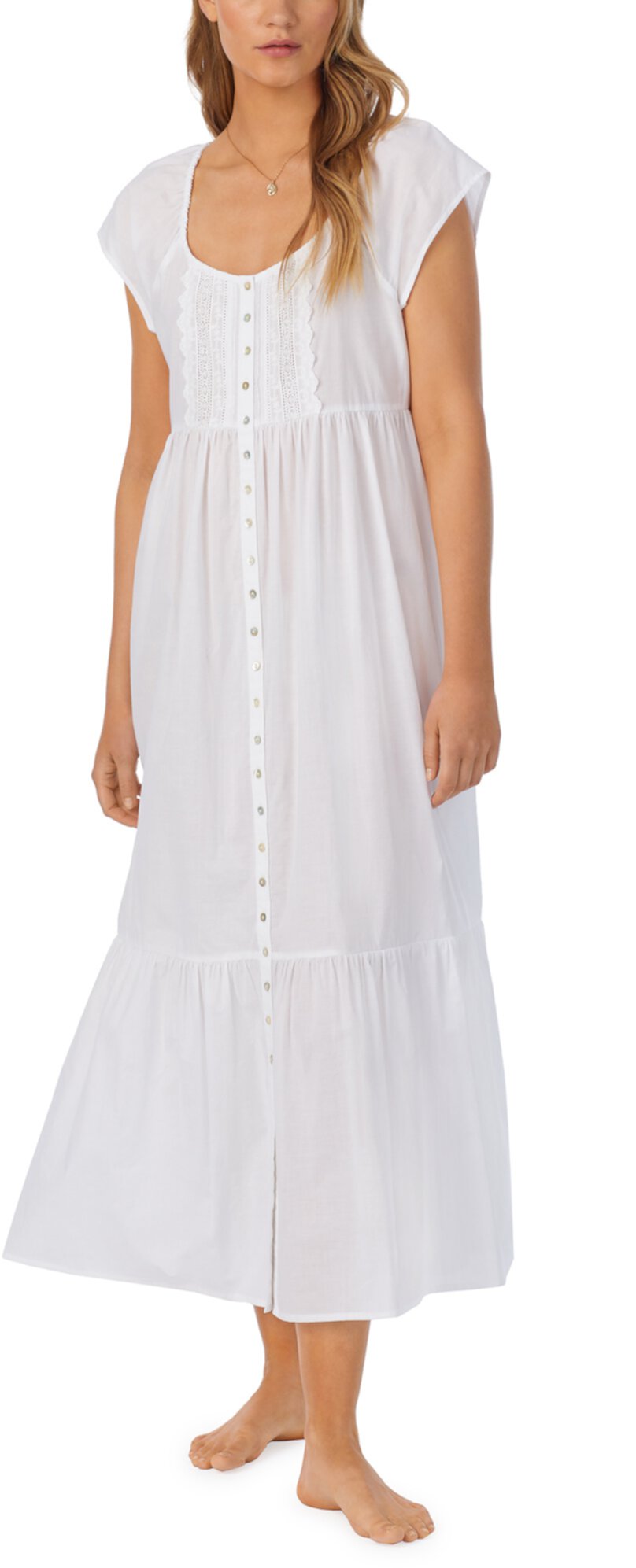 Cotton Lawn Short Sleeve Modern Long Gown Eileen West