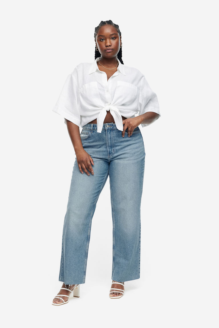 Широкие сверхвысокие джинсы Curvy Fit H&M