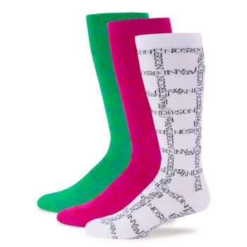 Комплект из 3 носков с логотипом и сеткой JW Anderson