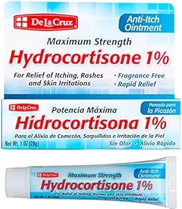 De La Cruz Hydrocortisone Ointment- 1% Hydrocortisone Ointment - Anti Itch Ointment - Maximum Strength - Dry Skin, Redness, Dermatitis, Eczema and Rashes - Topical Ointment - 1 OZ (28g) De La Cruz