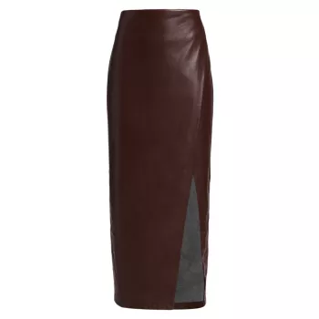 Siobhan Faux Leather Skirt Alice + Olivia