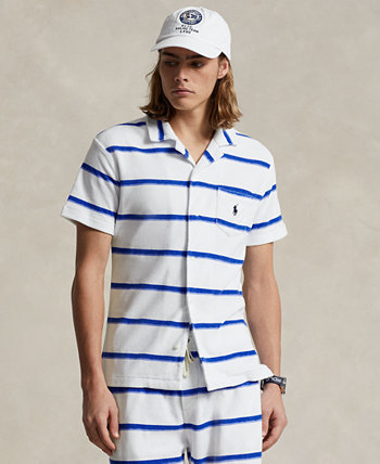 Men's Custom Slim Fit Striped Terry Camp Shirt Polo Ralph Lauren