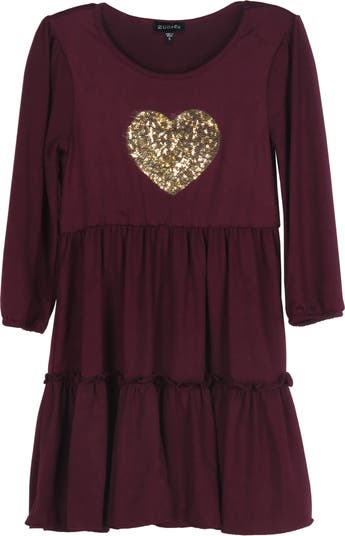 Платье с пайетками и рукавом 3/4 в форме сердца Zunie