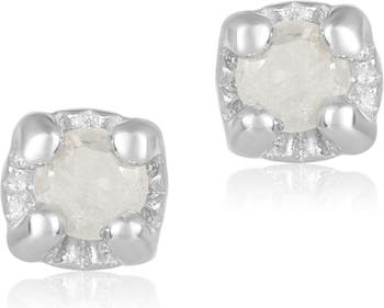 Серьги-гвоздики из стерлингового серебра с белым родиевым покрытием и бриллиантами - 0,05 карата ADORNIA Fine
