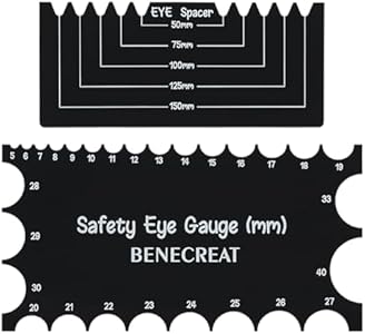 BENECREAT 2Pcs Acrylic Safety Eyes Insertion Tool, 5~40mm Diameter Black Doll Safety Eye Ruler Crochet Tool for DIY Craft, Plush Bear Eye Installation, Doll Making Benecreat