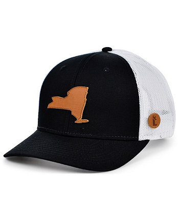 Men's Black and White New York Statement Trucker Snapback Adjustable Hat Local Crowns