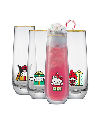 Hello Kitty and Friends Holiday Stemless Flutes, Set of 4 JoyJolt