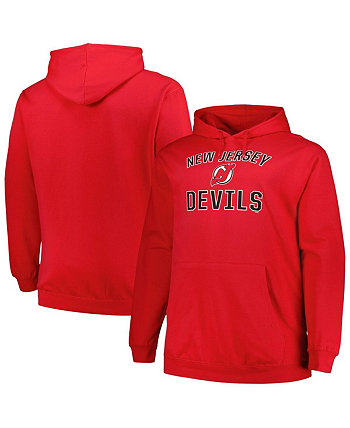 Мужской красный пуловер с капюшоном New Jersey Devils Big and Tall Arch Over Logo Profile