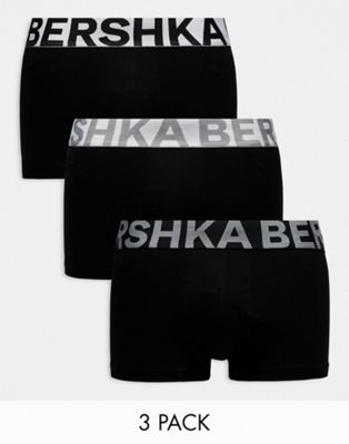 Набор из трех черных боксеров с контрастным поясом Bershka Bershka