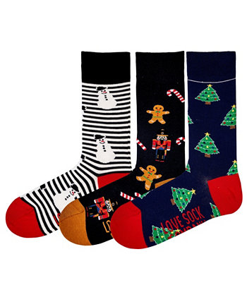 Мужские рождественские новинки, роскошные носки унисекс, комплект забавных ярких носков, 3 шт. Love Sock Company