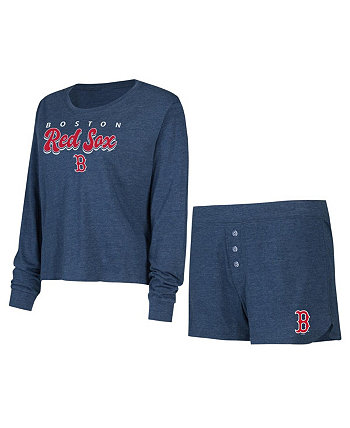 Женский комплект из футболки с длинным рукавом и шорт Meter Boston Red Sox Concepts Sport