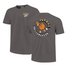 Youth Charcoal Purdue Boilermakers Comfort Colors Basketball T-Shirt Image One