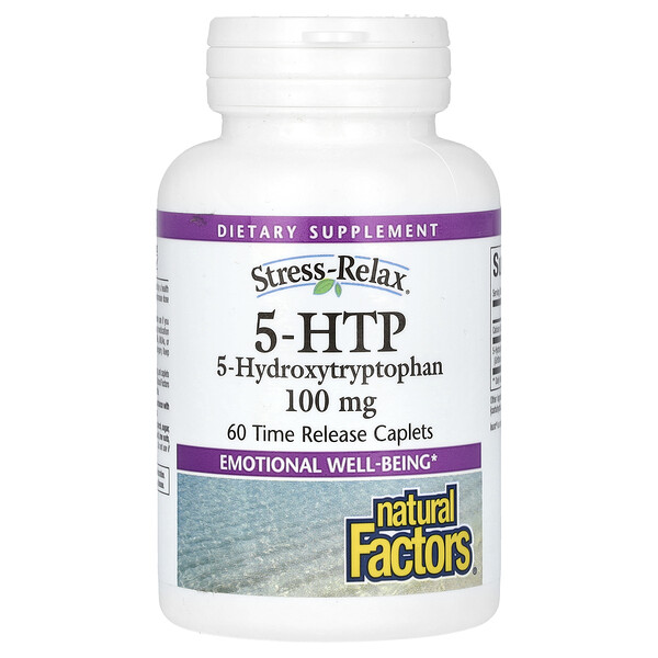Stress-Relax, 5-HTP, 100 мг, 60 капсул с пролонгированным высвобождением Natural Factors